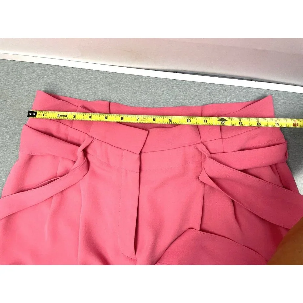 Boden Melina Pink Poppy Paperbag Pants Belted High Rise Straight Leg Size 10R - Picture 14 of 15